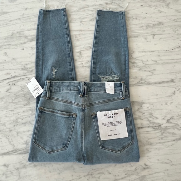 GOOD AMERICAN Good Legs Ripped Raw Hem High Rise Skinny Jeans Size 2 / 26 - Picture 11 of 15